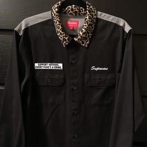 Supreme work shirt leopard collar support nothing